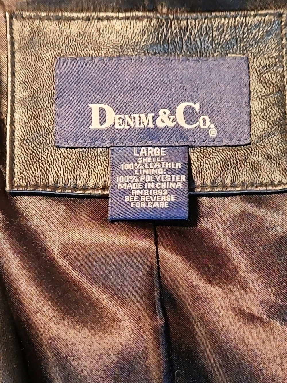 Denim & Co. Womens Black Leather Blazer Jacket Button Lined Pockets Size L FLAWS - Picture 7 of 12
